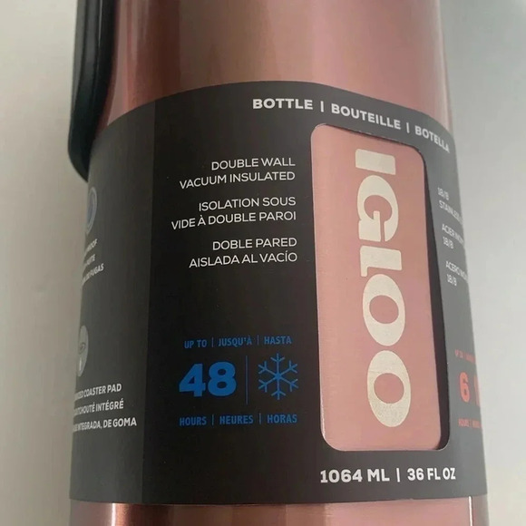 Igloo 36 oz Water Bottle Stainless Steel Flamingo Bronze New - Picture 7 of 10